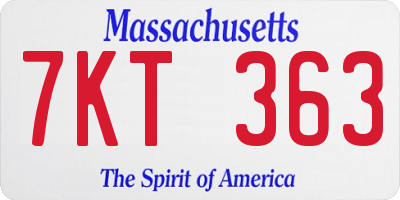 MA license plate 7KT363