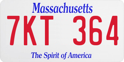 MA license plate 7KT364