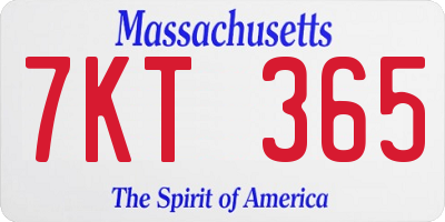 MA license plate 7KT365