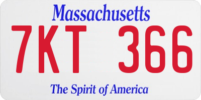 MA license plate 7KT366