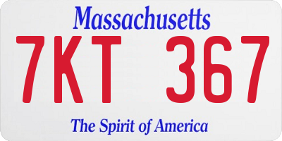 MA license plate 7KT367