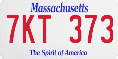 MA license plate 7KT373