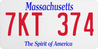 MA license plate 7KT374
