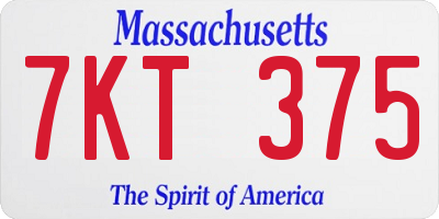 MA license plate 7KT375