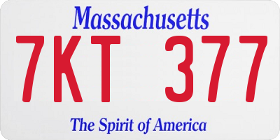 MA license plate 7KT377