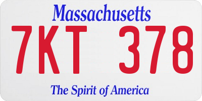 MA license plate 7KT378