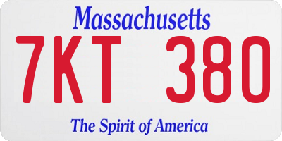 MA license plate 7KT380