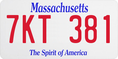 MA license plate 7KT381