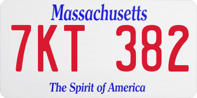 MA license plate 7KT382