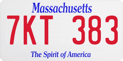 MA license plate 7KT383