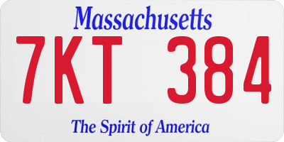 MA license plate 7KT384