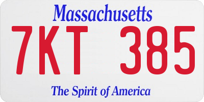 MA license plate 7KT385