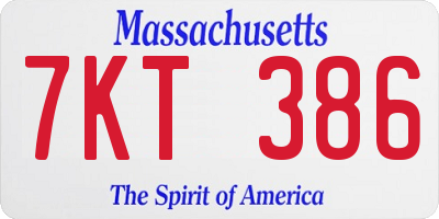 MA license plate 7KT386