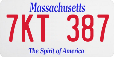 MA license plate 7KT387