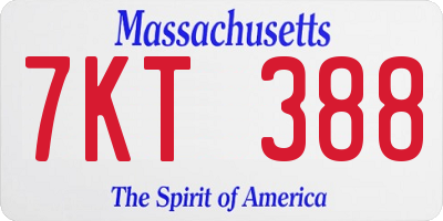 MA license plate 7KT388