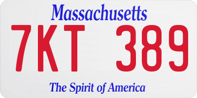 MA license plate 7KT389