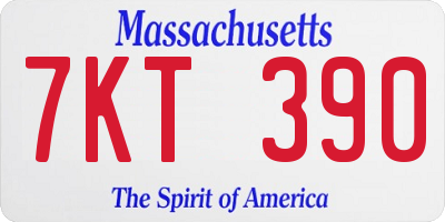 MA license plate 7KT390