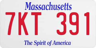 MA license plate 7KT391