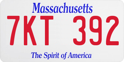 MA license plate 7KT392