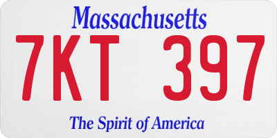 MA license plate 7KT397