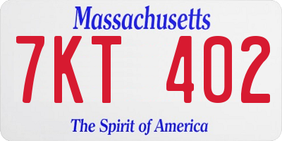 MA license plate 7KT402