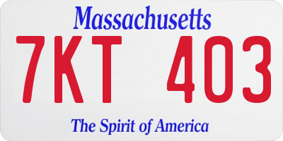 MA license plate 7KT403