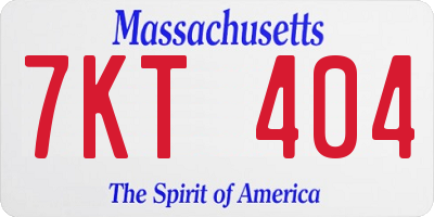 MA license plate 7KT404