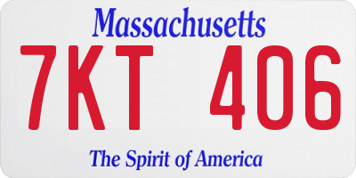 MA license plate 7KT406