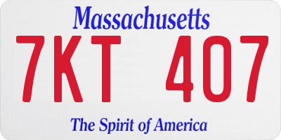 MA license plate 7KT407