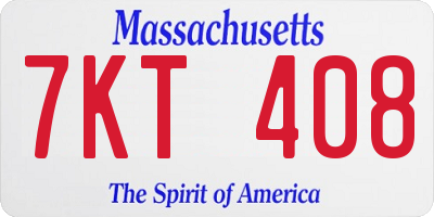 MA license plate 7KT408