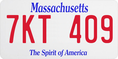 MA license plate 7KT409