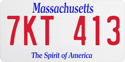 MA license plate 7KT413