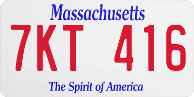 MA license plate 7KT416