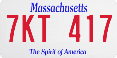 MA license plate 7KT417