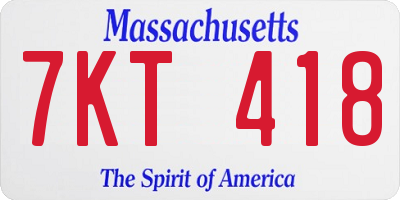 MA license plate 7KT418