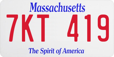 MA license plate 7KT419