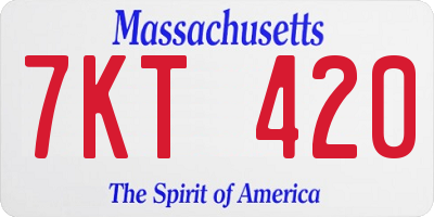 MA license plate 7KT420