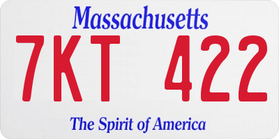MA license plate 7KT422