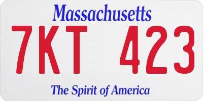 MA license plate 7KT423