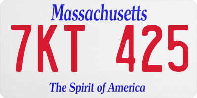 MA license plate 7KT425
