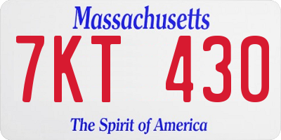 MA license plate 7KT430