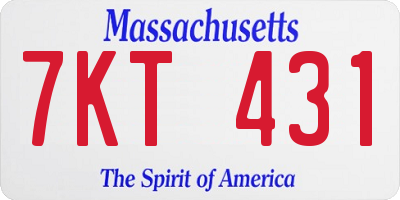 MA license plate 7KT431