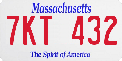 MA license plate 7KT432