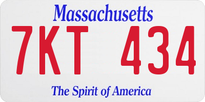 MA license plate 7KT434