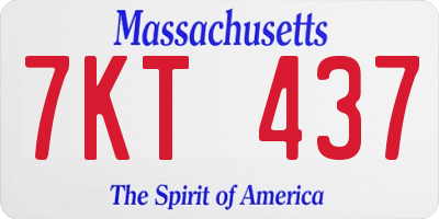 MA license plate 7KT437