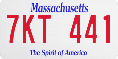MA license plate 7KT441