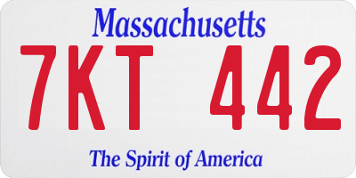 MA license plate 7KT442