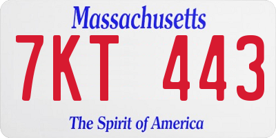 MA license plate 7KT443