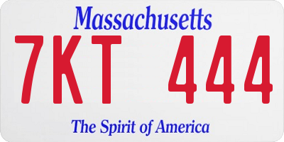 MA license plate 7KT444
