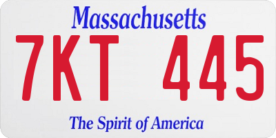 MA license plate 7KT445